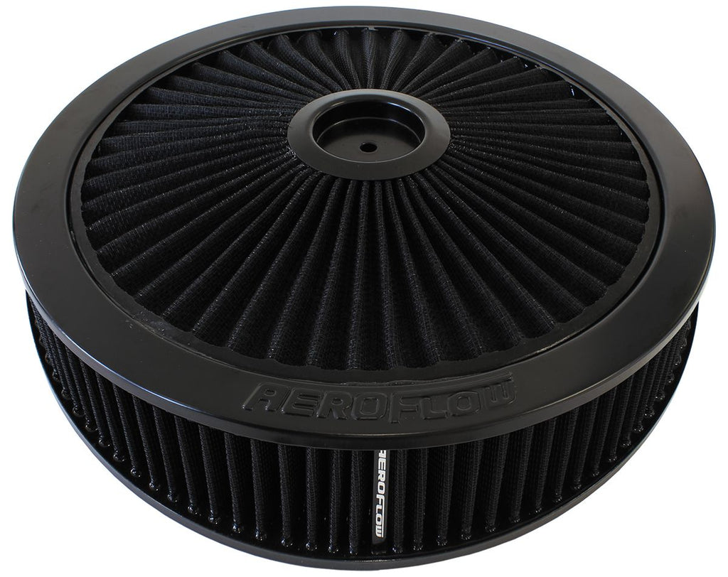14" X 4" AIR CLEANER ASSY 7-5/16" FLAT BASE BLACK COTTON