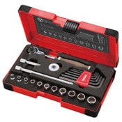 Load image into Gallery viewer, 1/4&quot; Dr Socket &amp; Hex Key Set 36pc Metric (12p) Wood-Compo